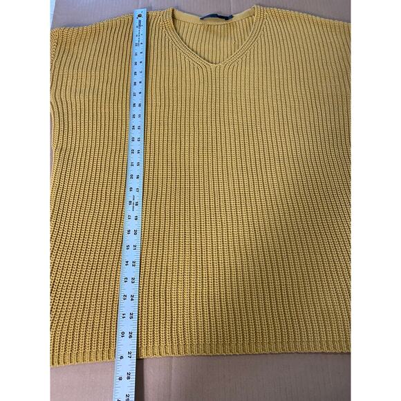 JENNI KAYNE SWEATER FISHERMAN ORGANIC COTTON MUSTARD MARIGOLD KNIT LONGLINE - Picture 12 of 13
